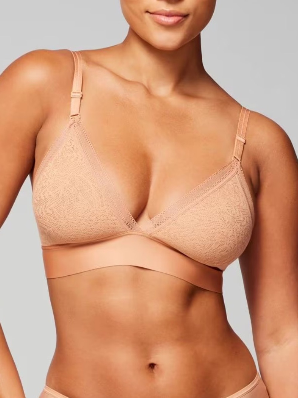 Bundle 2x SOMA Lace Triangle Bralettes, black and nude, Medium EUC
